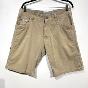 KUHL Men's Cotton Hiking Shorts Sz 34 Khaki Brown Cargo Hiking Outdoors Stretch